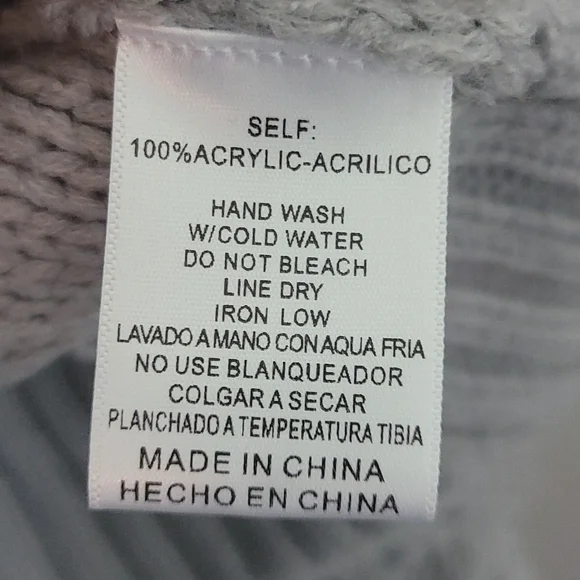 &merci Boho Sweater Cable Knit Bodice Fringe Sleeves Ribbed Hem Size Large Gray - Picture 9 of 11